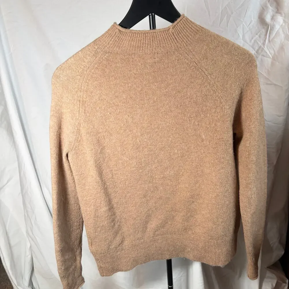 J Crew womens camel mock neck sweater. Size XS. merino wool alpaca blend. career